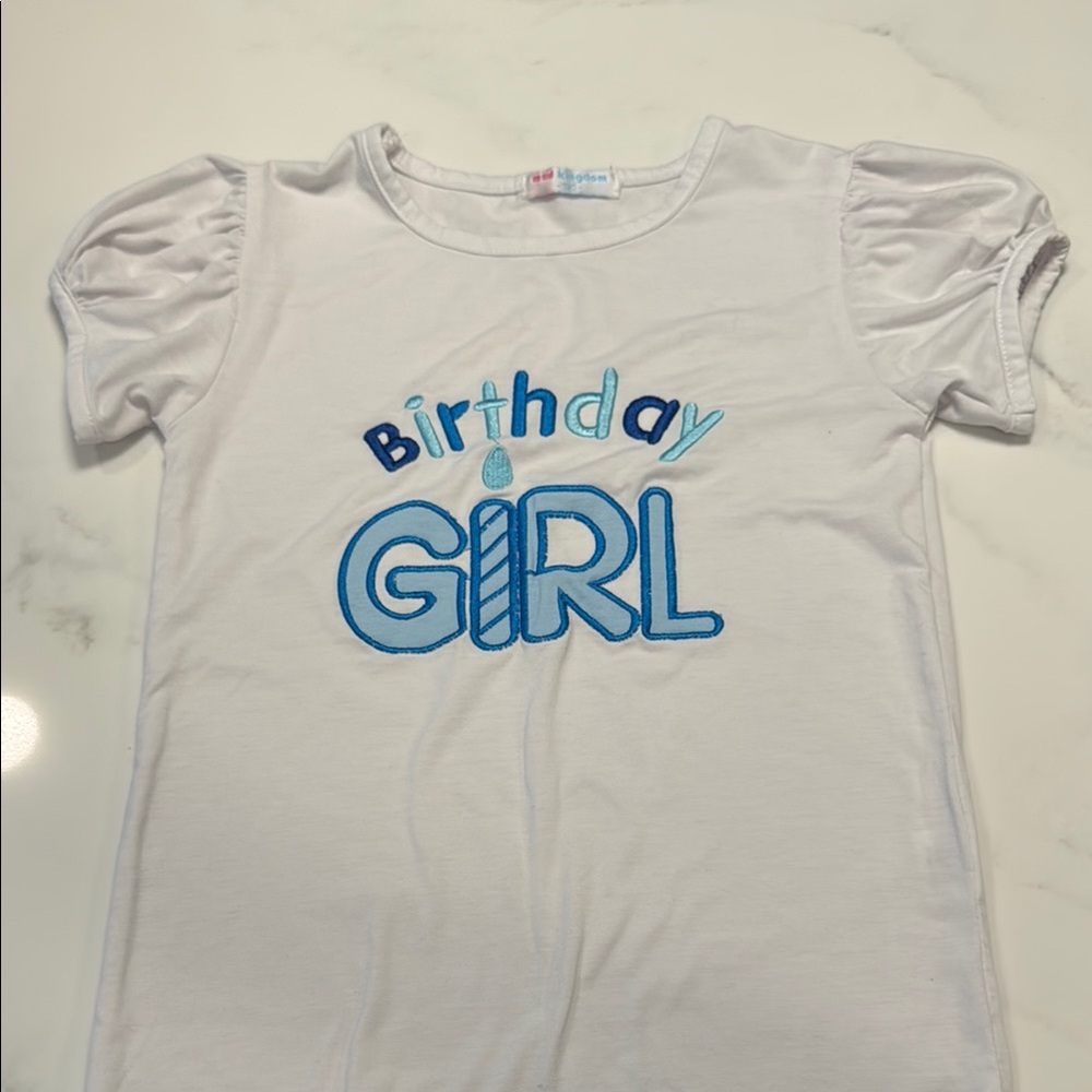 Birthday Girl White Top with ruffle sleeves